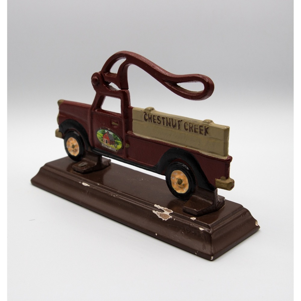 Chestnut Creek Cast Iron Nutcracker Vintage Red Pickup Truck Houston Harvest - Picture 3 of 8